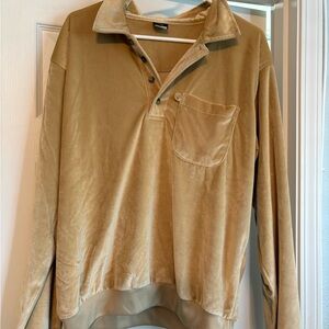 Vintage Haband Beige Velour Button-Up Shirt